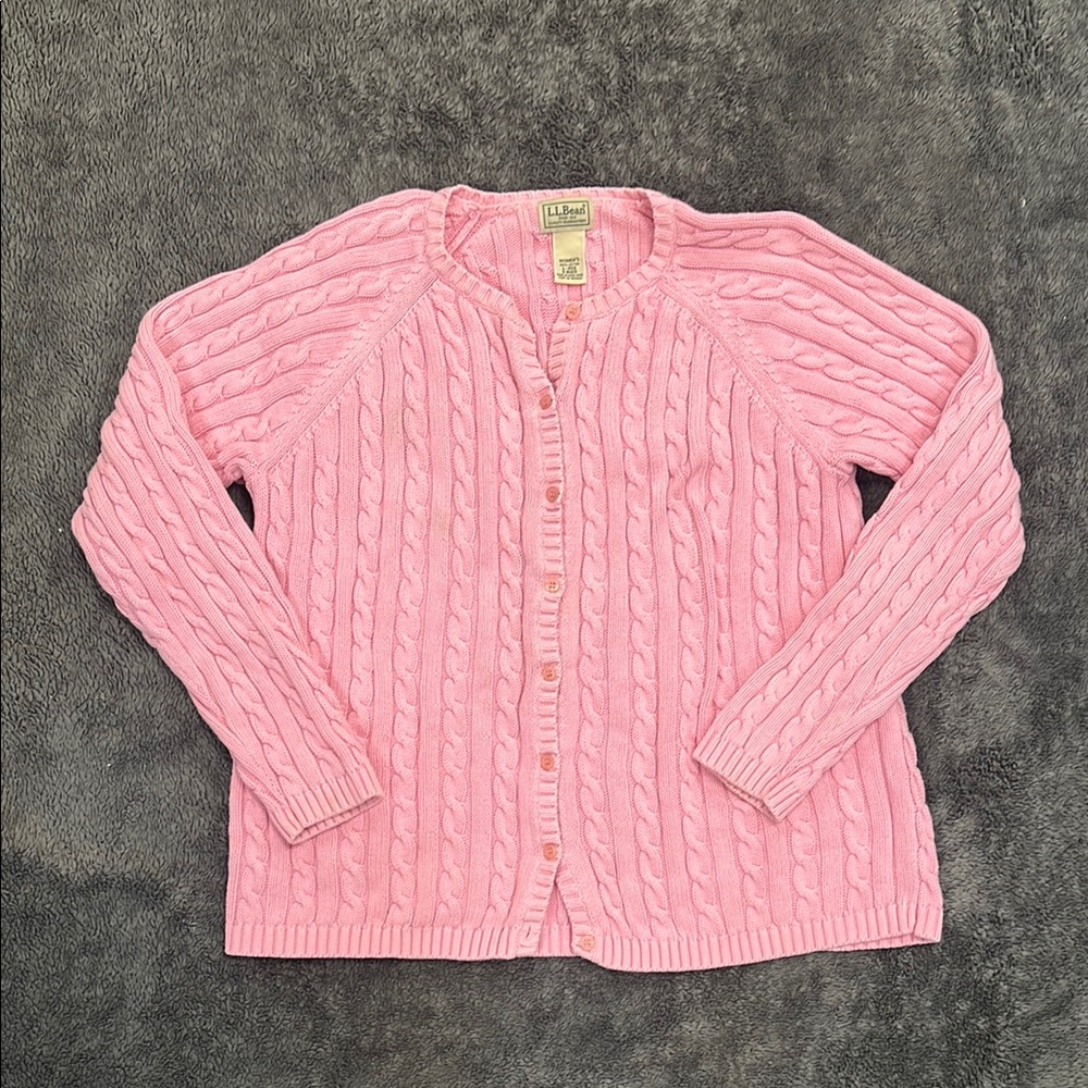 L.L. Bean Pink Cable Knit Sweater